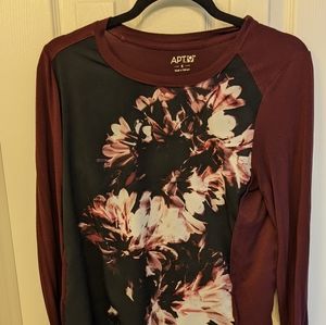 Flowered long sleeve tunic, size S